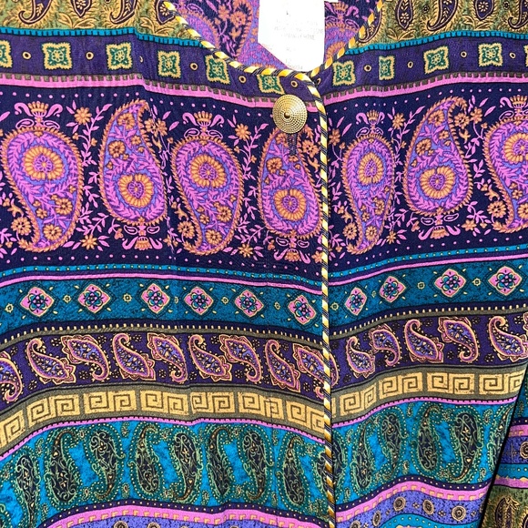 ELITE International - Vintage 100% Silk Blouse - Puff Sleeve - Barroco Versace - Picture 3 of 9